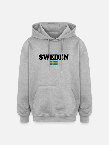 Suède - Sweat à capuche oversize unisexe - gris chiné