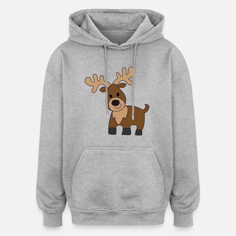 Hirsch - Oversized Unisex Hoodie - Grau meliert