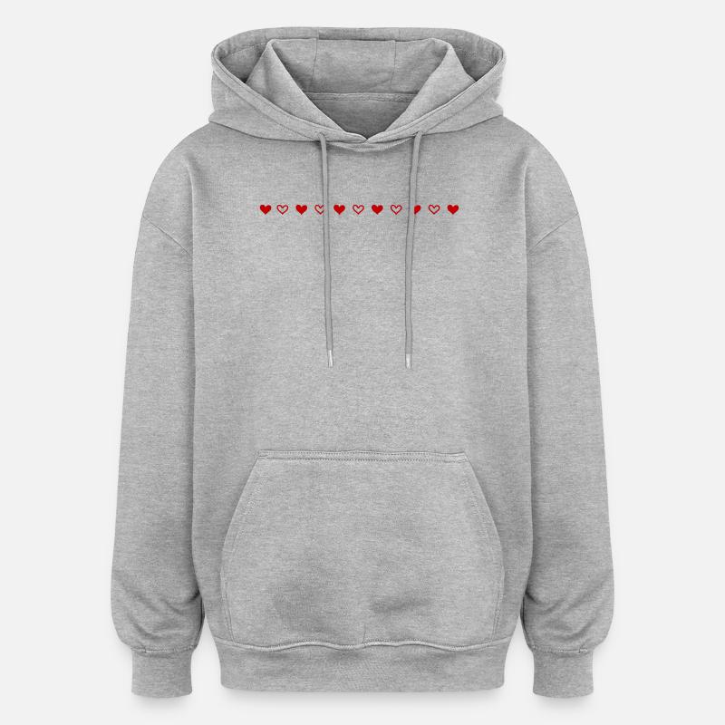 Hjärter-linjeikon - Oversized luvtröja unisex - gråmelerad