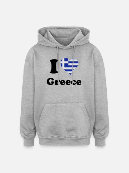 I love Greece - Oversized Unisex Hoodie - heather grey