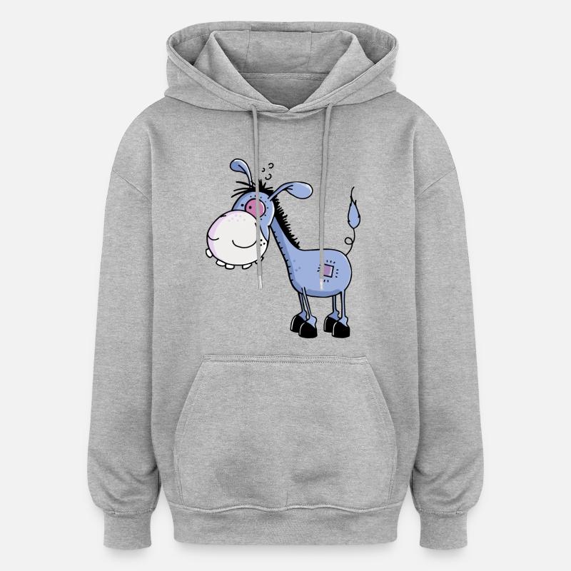 Esel - Langohresel - Eselchen - Oversized Unisex Hoodie - Grau meliert
