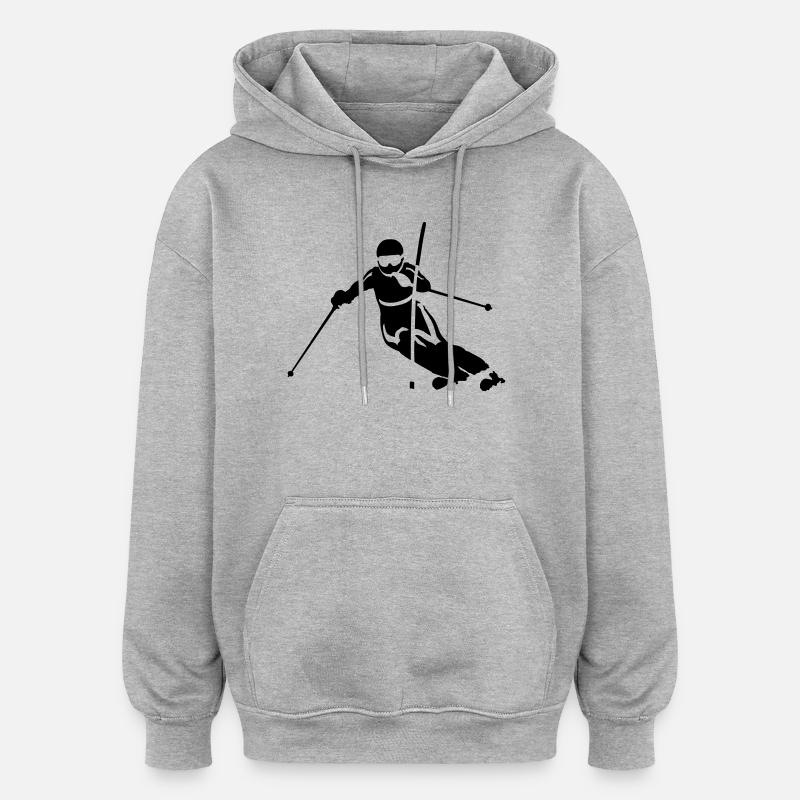 slalom - Sweat à capuche oversize unisexe - gris chiné