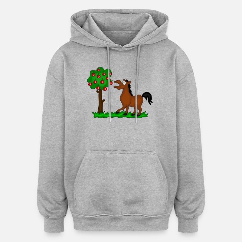 cheval - Sweat à capuche oversize unisexe - gris chiné