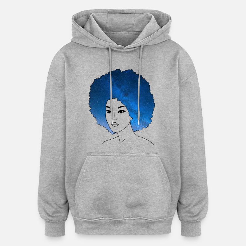 Chevelure étoilée - Sweat à capuche oversize unisexe - gris chiné