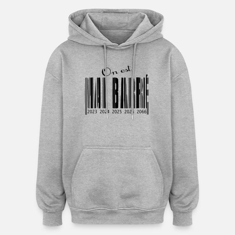 Poorly crossed out barcode - Oversized Unisex Hoodie - heather grey