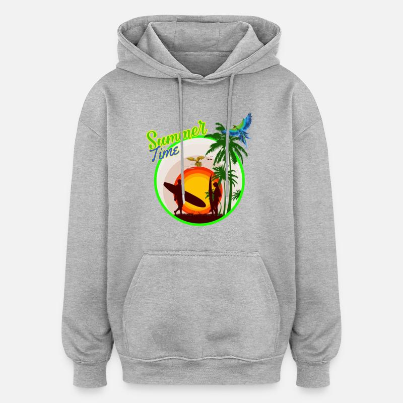 Sommerzeit - Oversized Unisex Hoodie - Grau meliert