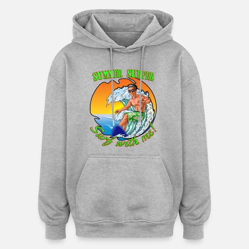 Surfeur d’été - Sweat à capuche oversize unisexe - gris chiné
