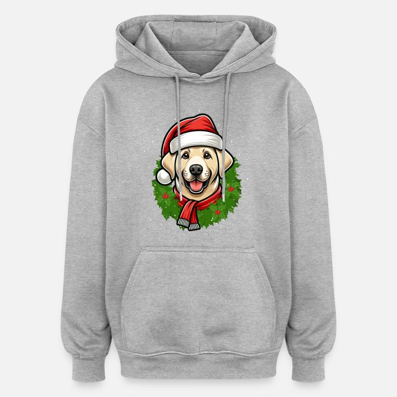Weihnachts Labrador Hunde-Freunde - Oversized Unisex Hoodie - Grau meliert