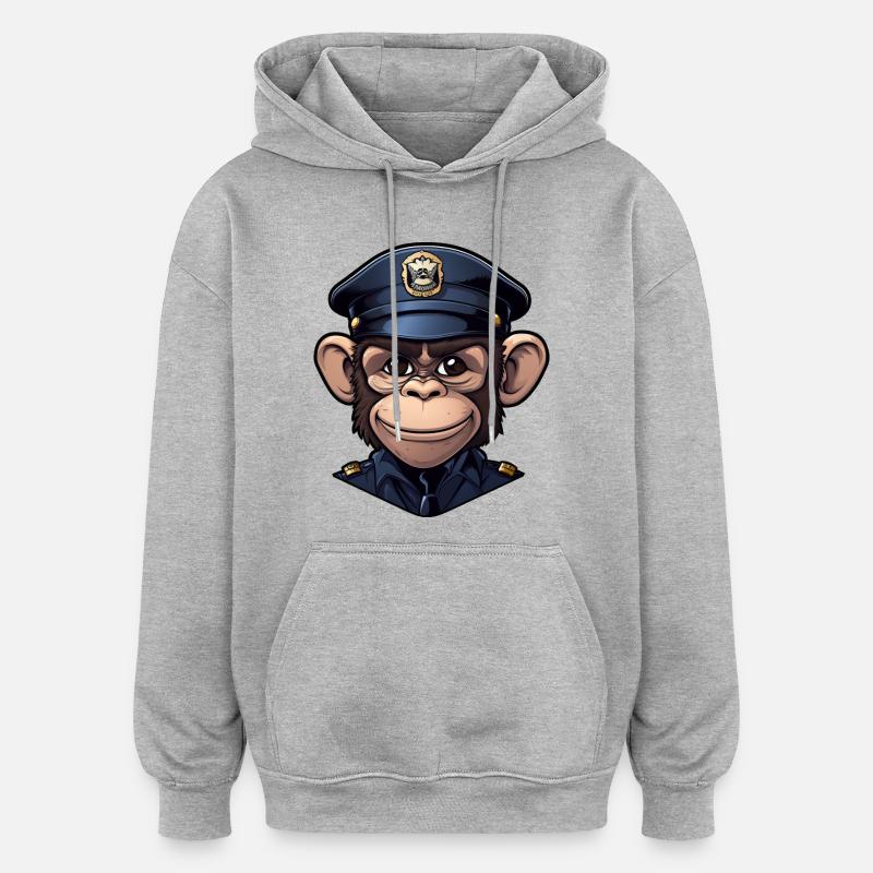 Singe policier - Sweat à capuche oversize unisexe - gris chiné