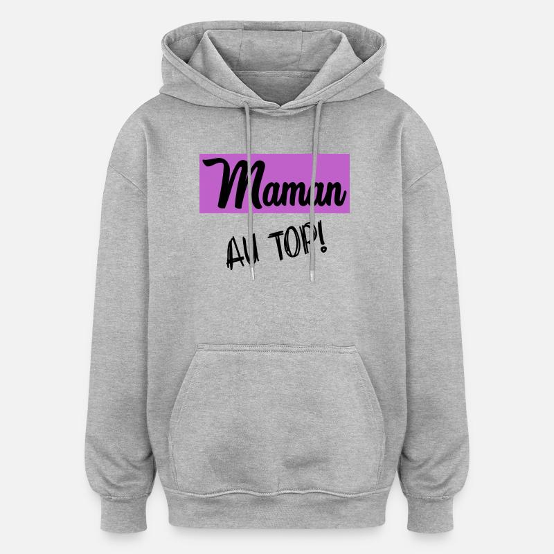 MAMAN - Sweat à capuche oversize unisexe - gris chiné