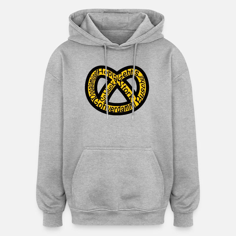 Bretzel Alsace Expression - Sweat à capuche oversize unisexe - gris chiné