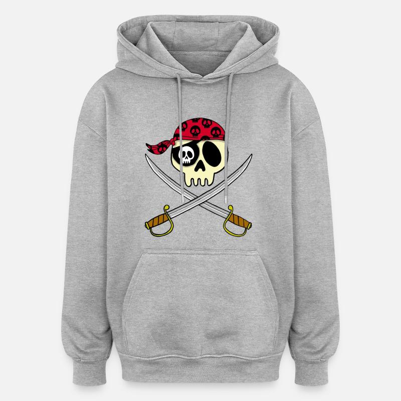Tête de mort pirate - Sweat à capuche oversize unisexe - gris chiné