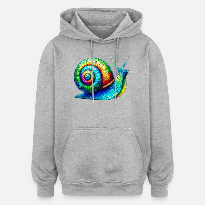 Escargot - Sweat à capuche oversize unisexe - gris chiné