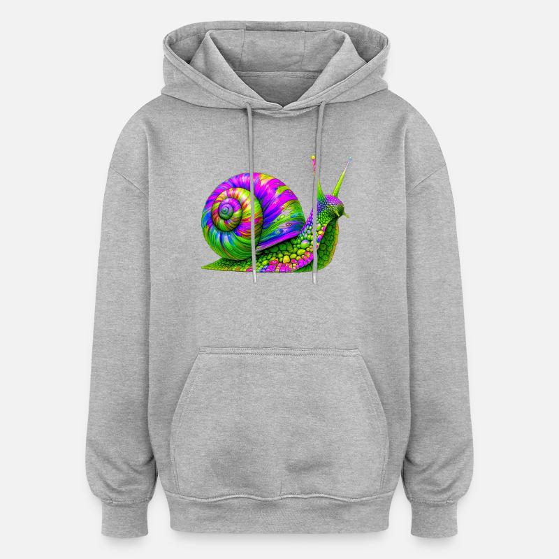 Escargot - Sweat à capuche oversize unisexe - gris chiné