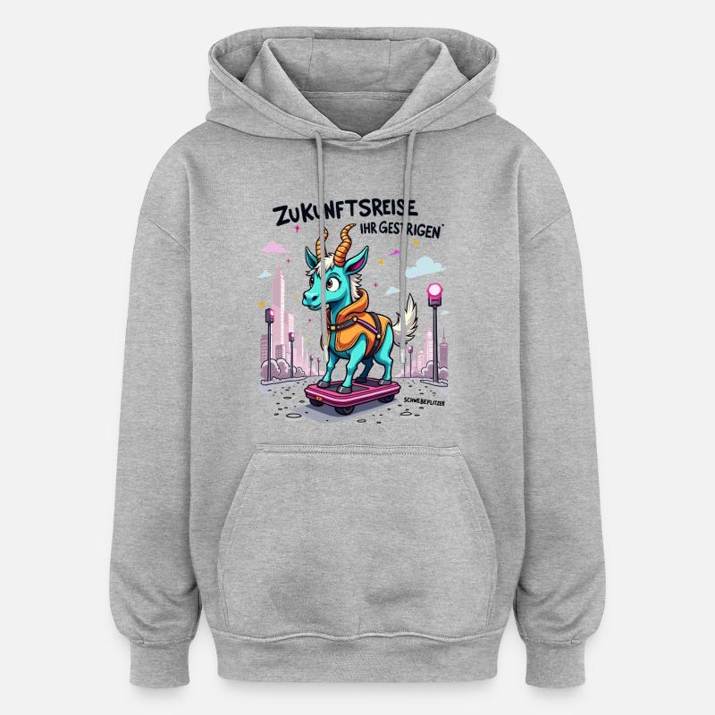 Planche à roulettes chèvre Speedster - Sweat à capuche oversize unisexe - gris chiné