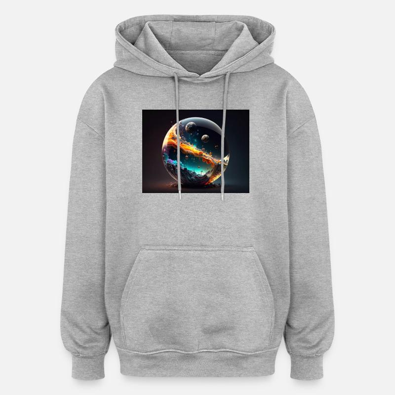Globe de l’Univers Galactique - Sweat à capuche oversize unisexe - gris chiné