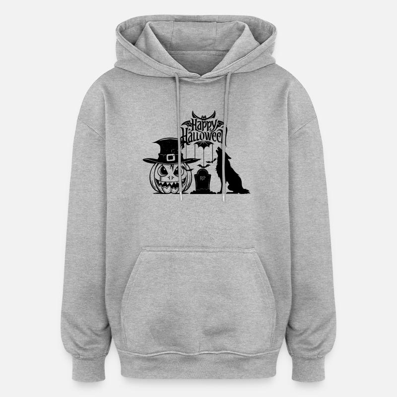 HALLOWEEN - Sweat à capuche oversize unisexe - gris chiné