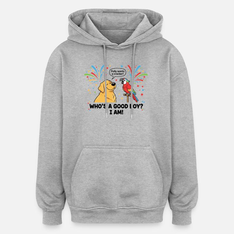 Wer ist ein braver Junge ? - Oversized Unisex Hoodie - Grau meliert