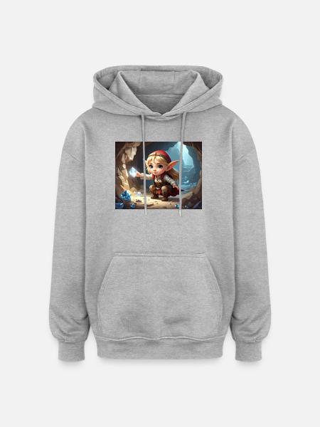 Small Elf Diamond Treasure - Oversized Unisex Hoodie - heather grey