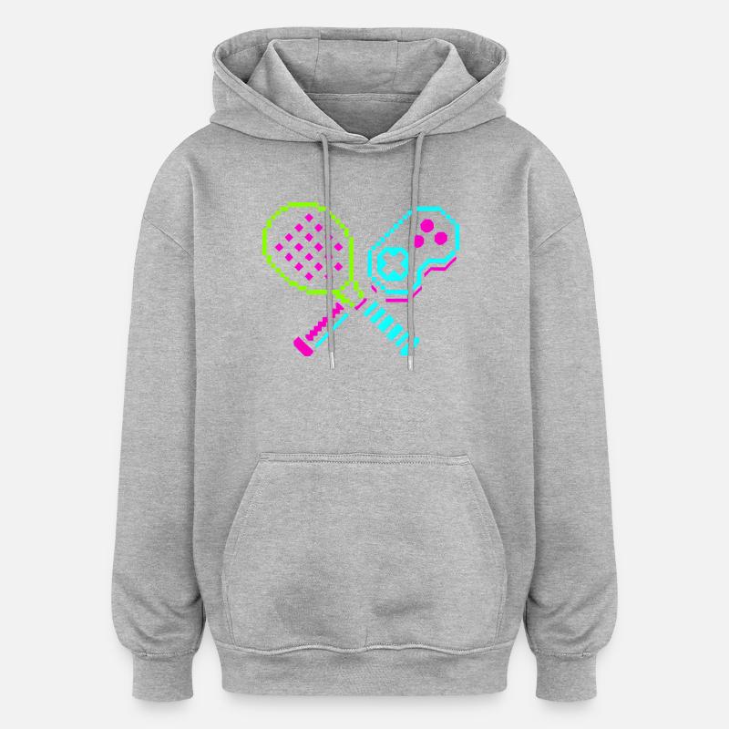 Paddles Néon Arcade Rétro - Sweat à capuche oversize unisexe - gris chiné
