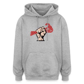 I Want Candy, Revolutionär, Slogan & Zucker Design - Oversized Unisex Hoodie - Grau meliert - Vorne - Noah (186cm)
