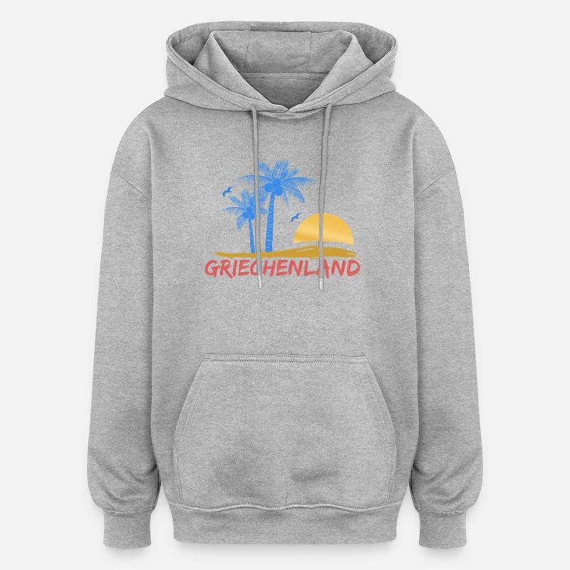 Grèce - Sweat à capuche oversize unisexe - gris chiné