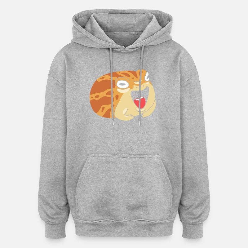 Frosch - Oversized Unisex Hoodie - Grau meliert