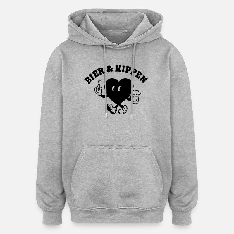 Bière et cigarettes - Sweat à capuche oversize unisexe - gris chiné