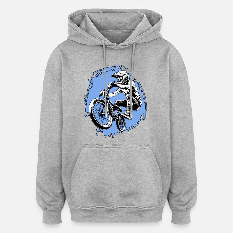 Cascade BMX Jump bleu - Sweat à capuche oversize unisexe - gris chiné