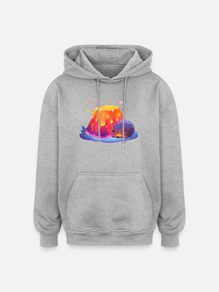 Lavahügel Kuschel Igel - Oversized Unisex Hoodie - Grau meliert