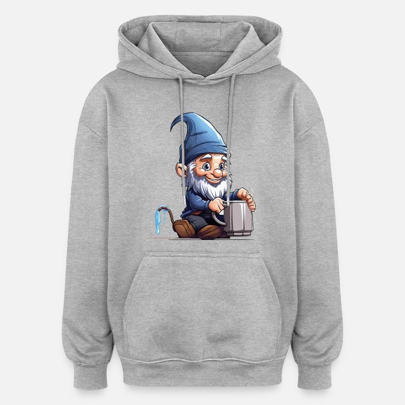 GnomePotterBlue - Sweat à capuche oversize unisexe - gris chiné