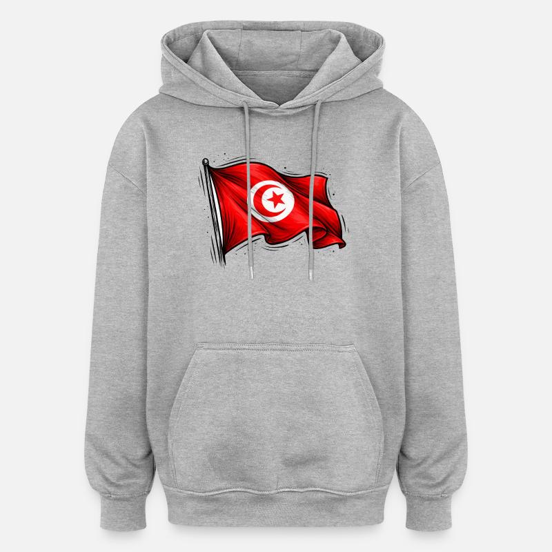 Tunisisk flagga - Oversized luvtröja unisex - gråmelerad