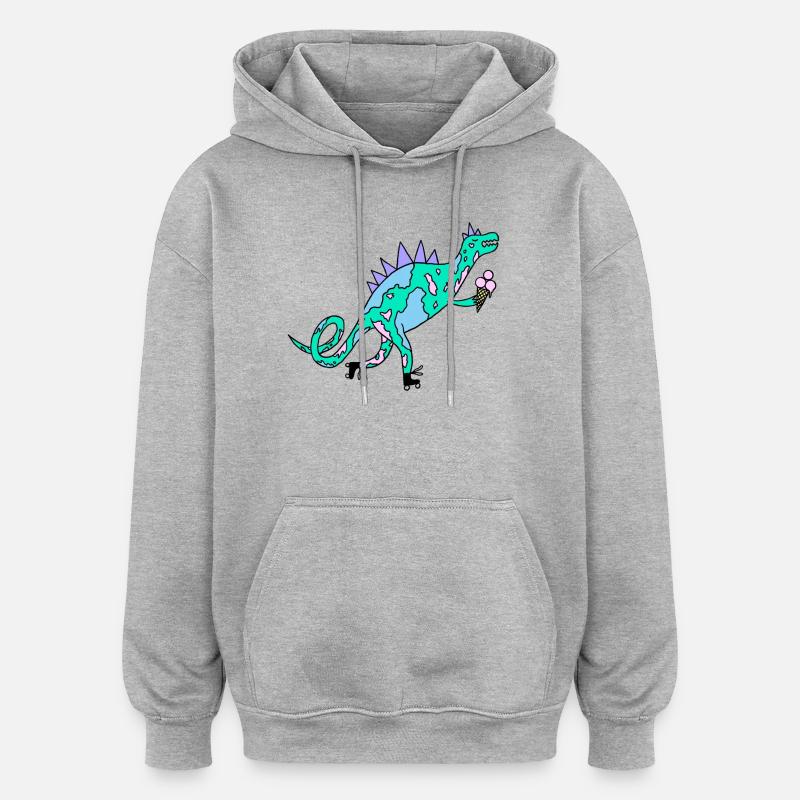 Rollerskates_Dino - Oversized Unisex Hoodie - Grau meliert