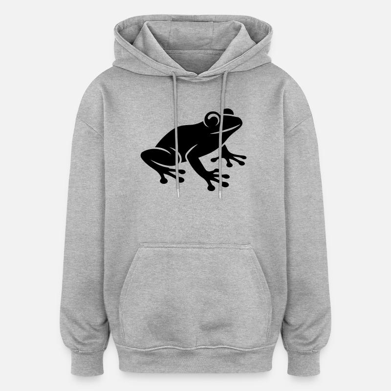 Icône de grenouille - Sweat à capuche oversize unisexe - gris chiné