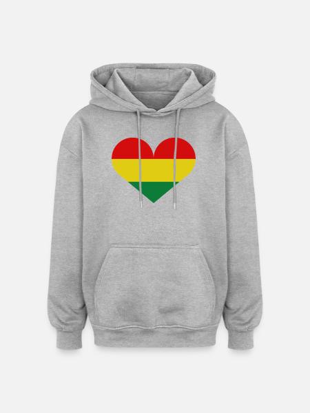 Bolivia heart flag - Oversized Unisex Hoodie - heather grey