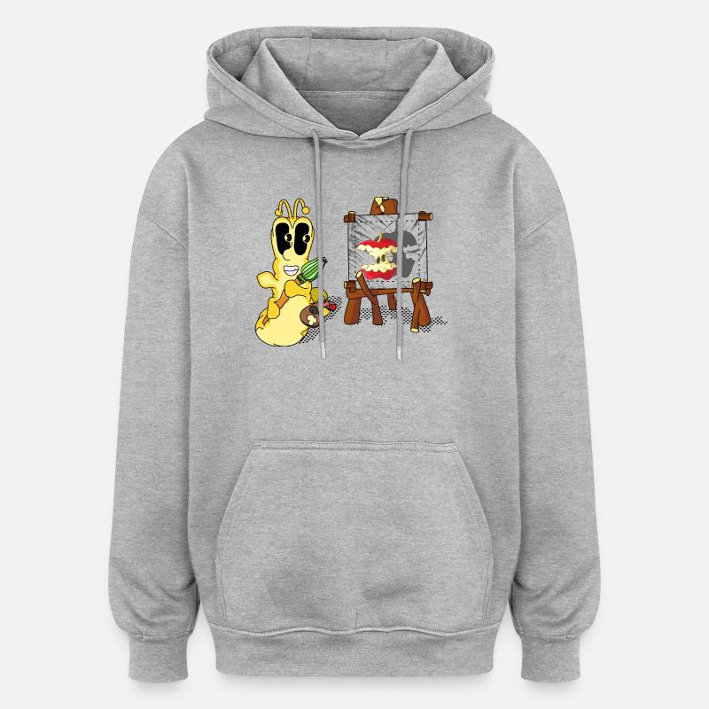 PLAN - Sweat à capuche oversize unisexe - gris chiné