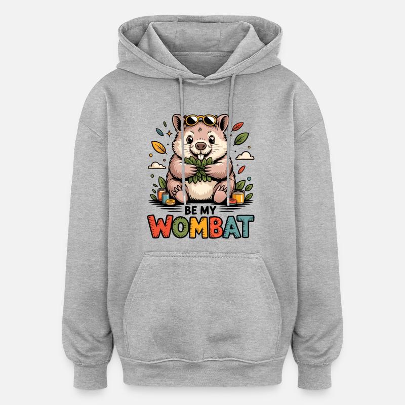 Doux amour de Wombat - Sweat à capuche oversize unisexe - gris chiné
