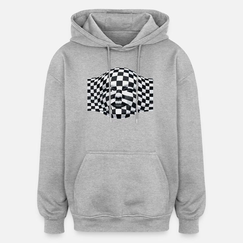 Visage sous le tissu - Sweat à capuche oversize unisexe - gris chiné