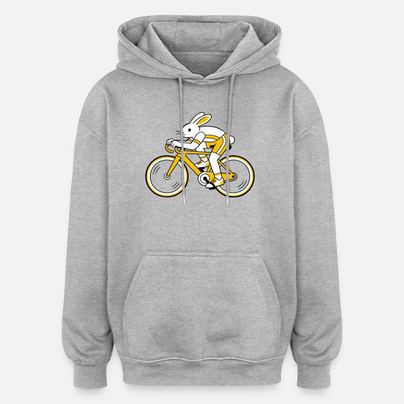 Hase auf einem Rennrad - Oversized Unisex Hoodie - Grau meliert