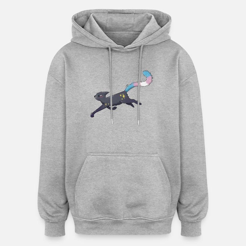 Fierté trans de chat mignon - Sweat à capuche oversize unisexe - gris chiné