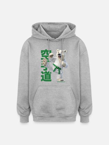 Karate Eisbär - Oversized Unisex Hoodie - Grau meliert