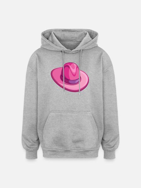 Pink Cowboy Hat - Oversized Unisex Hoodie - heather grey