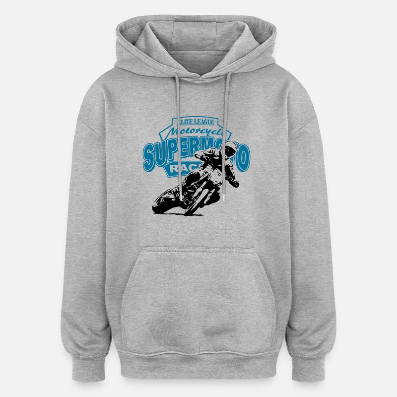Supermoto Racing - Supermotard - Sweat à capuche oversize unisexe - gris chiné