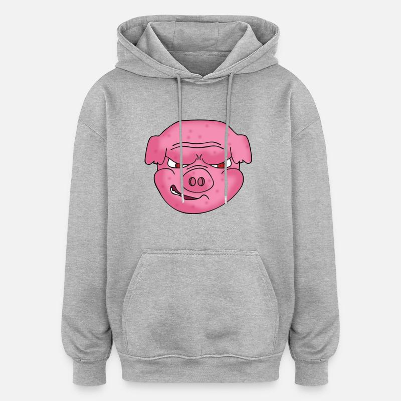 cochon furax - Sweat à capuche oversize unisexe - gris chiné
