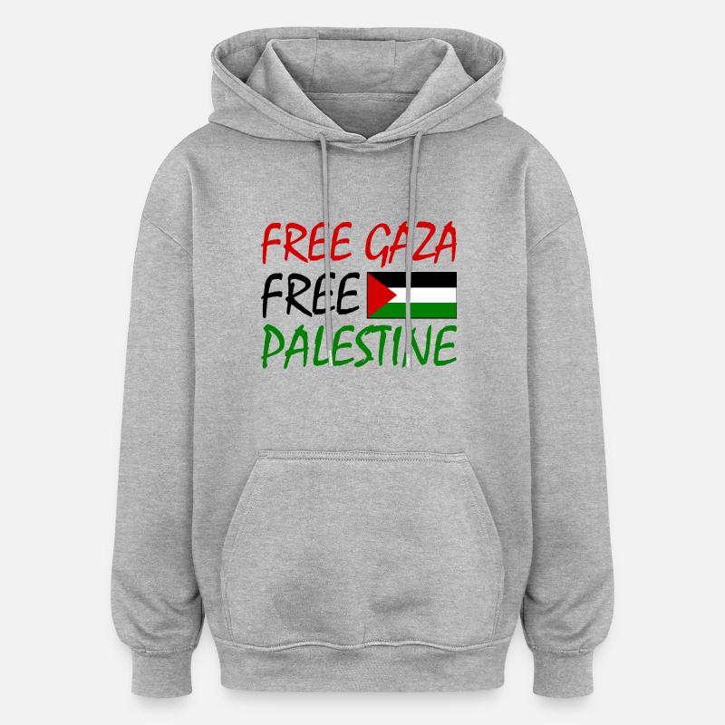 Free gaza Free palestine - Sweat à capuche oversize unisexe - gris chiné