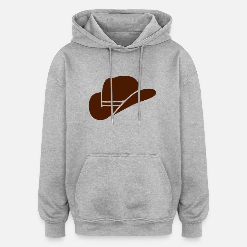 Chapeau de cow-boy - Sweat à capuche oversize unisexe - gris chiné
