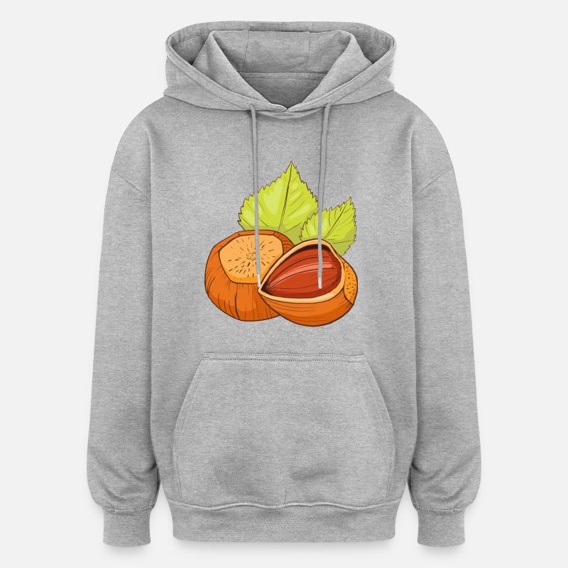 Haselnuss Gemeine Hasel Haselnussstrauch - Oversized Unisex Hoodie - Grau meliert