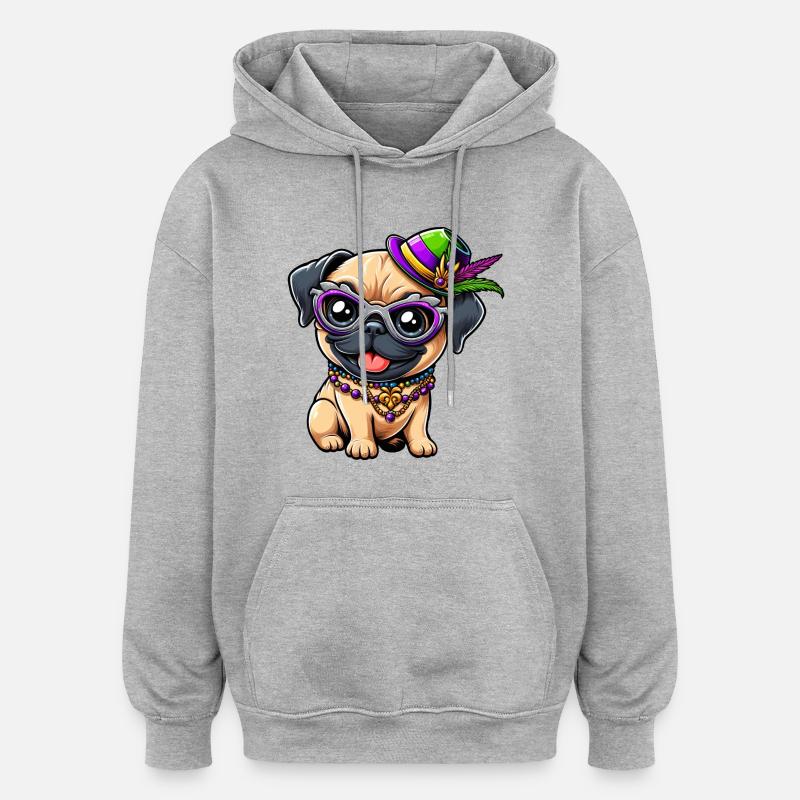 Mardi Gras Carlin Style Comique - Sweat à capuche oversize unisexe - gris chiné
