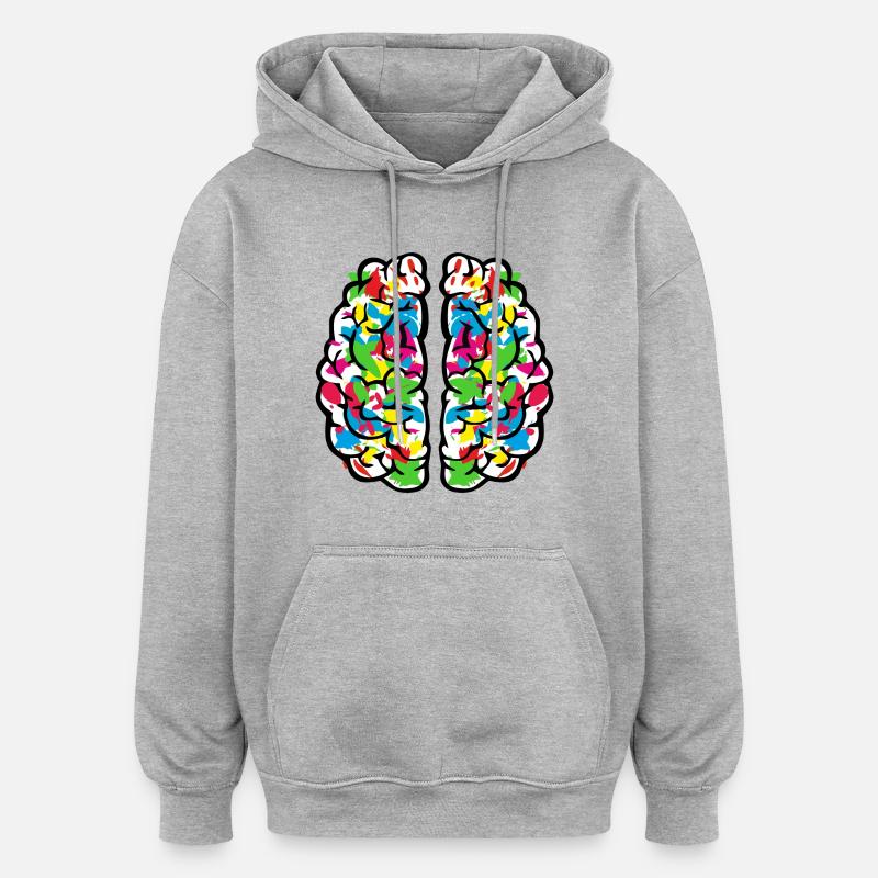 Creative colourful brain - Sweat à capuche oversize unisexe - gris chiné