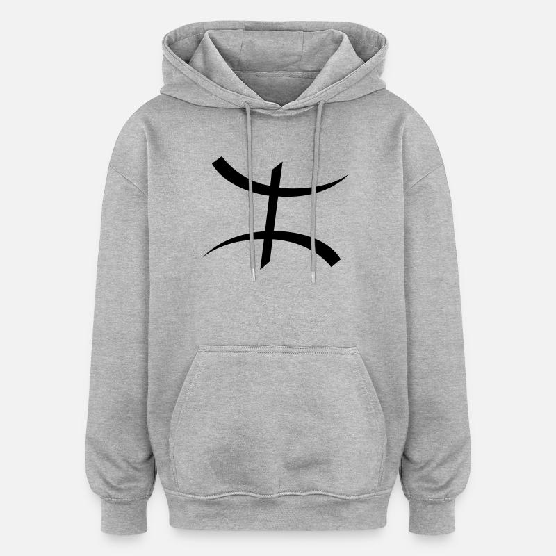 Symbole Kabyle par Helfspawn - Sweat à capuche oversize unisexe - gris chiné